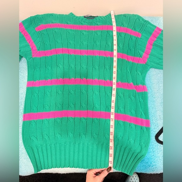 🔥Vintage Ralph Lauren Green and Pink Striped Sweater🔥 - Picture 4 of 5